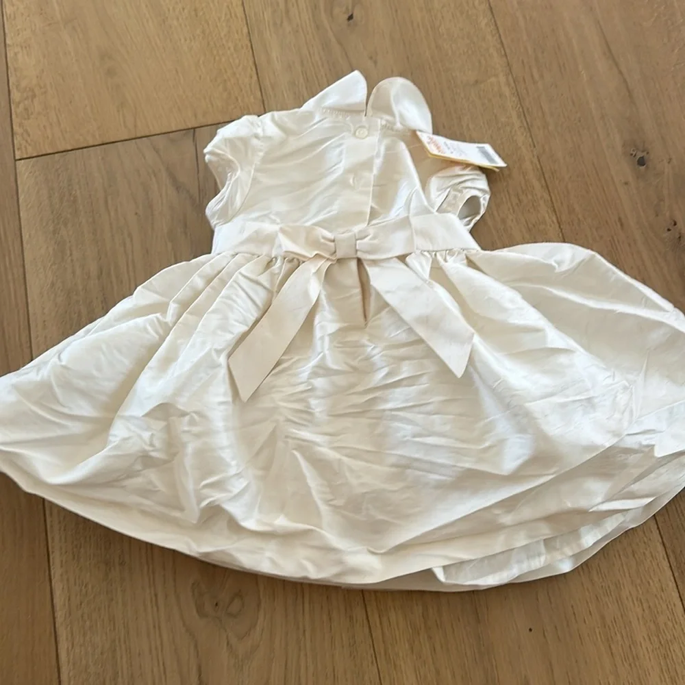 Gymboree smocked white silk dress Peter Pan collar NWT 6/12m